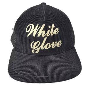 Sportcap Trucker Hat Black White Corduroy Script Snapback OS Hat Adjustable